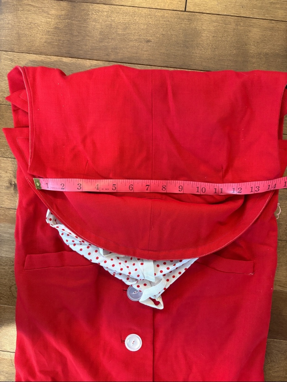 LAST CALL Vintage Red Button-Front Dress with White Polka-Dot Collar - Picture 5 of 9